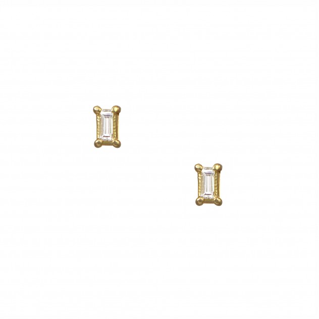 baguette diamond studs