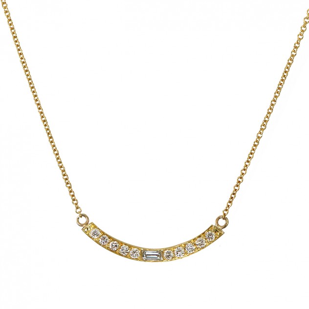 demilune diamond baguette necklace