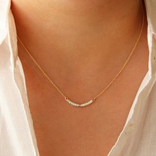 demilune diamond baguette necklace