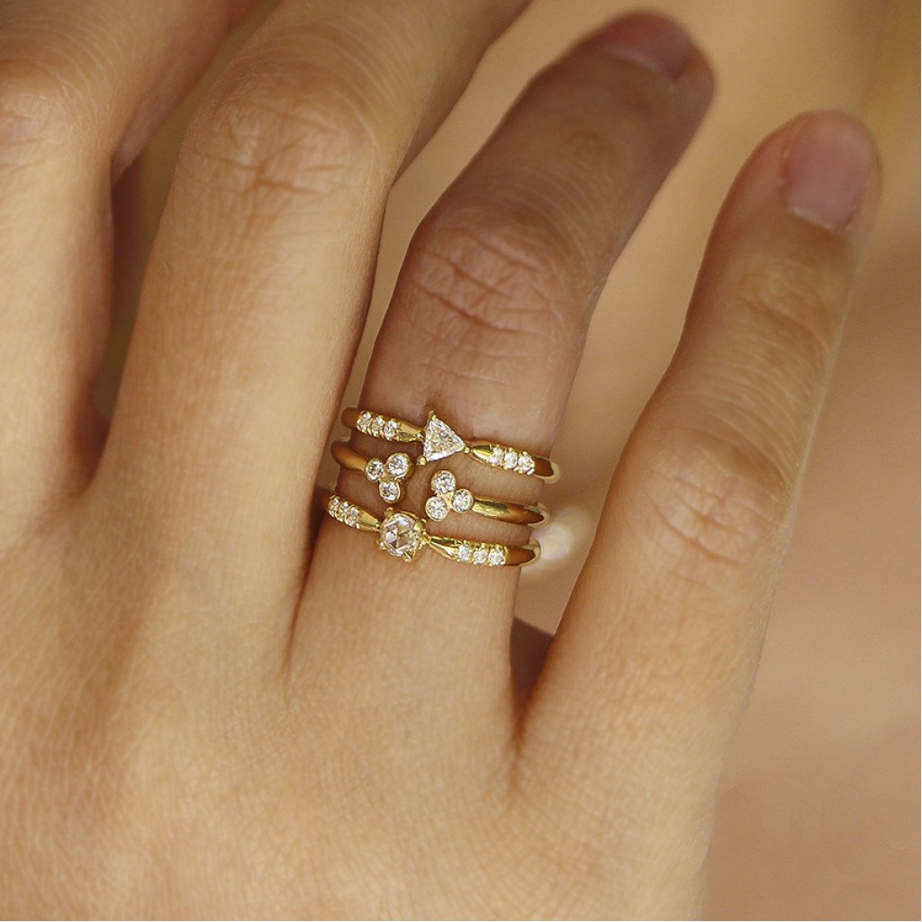 1Ct 3 Stone Trillion Princess Diamond Anniversary Engagement Ring 14k White  Gold | eBay